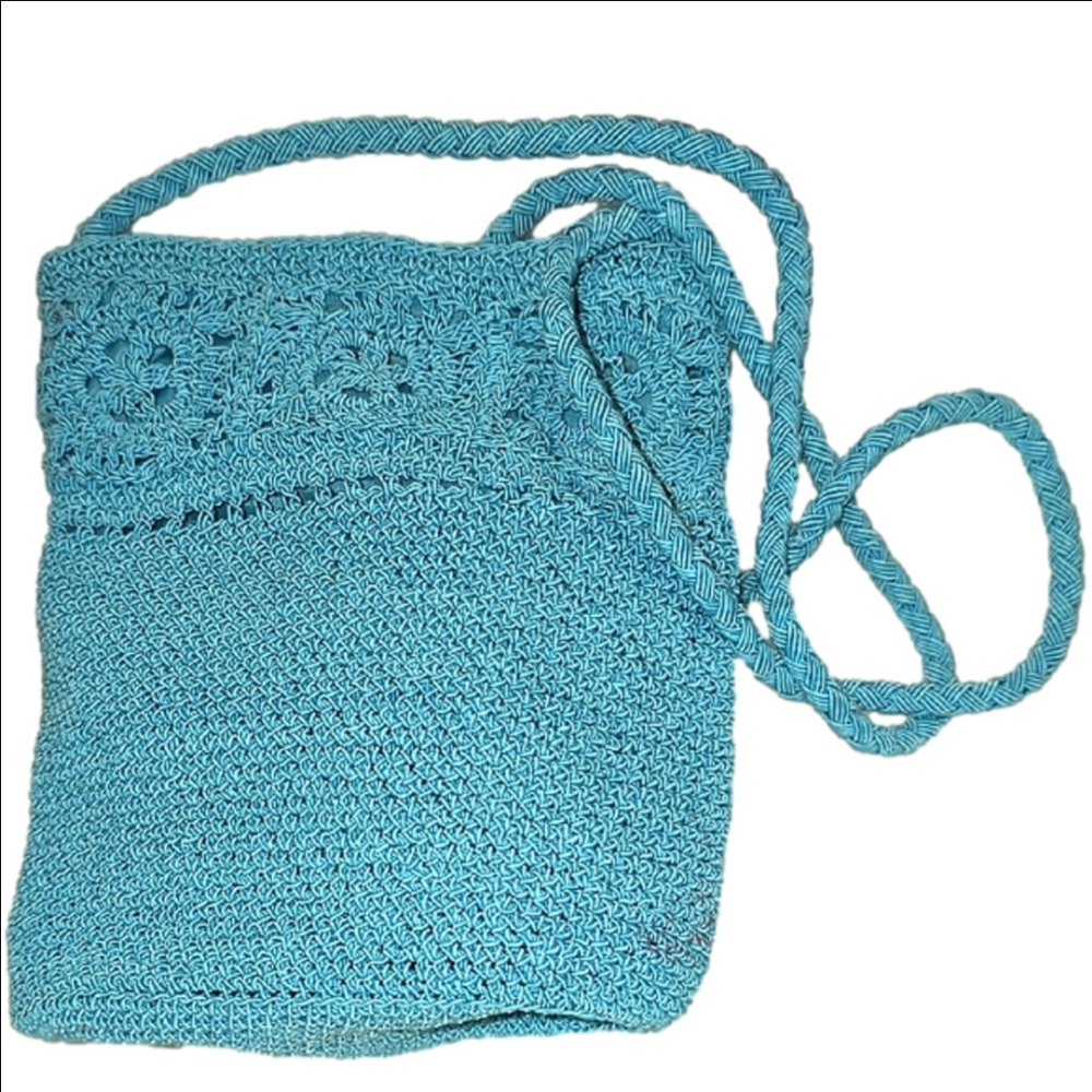 Aqua Blue Knit Shoulder Bag